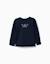 T-shirt en coton à manches longues avec imprimé et ourlet volanté Blanc+Bleu foncé+Rose clair 4 - vertbaudet enfant 
