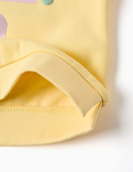 Sweat en coton peigné avec cœurs imprimés Jaune+Mauve clair 4 - vertbaudet enfant 