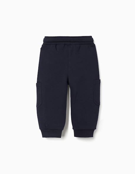 Pantalon de jogging en molleton avec doublure en coton peigné et poches cargo Bleu foncé+Vert clair 2 - vertbaudet enfant 