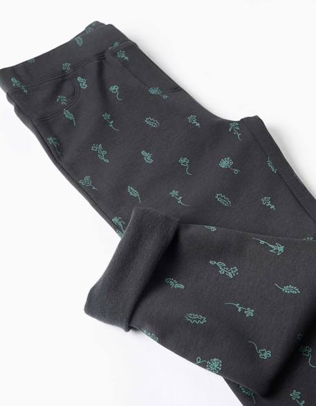 Jegging à coupe skinny en coton peigné avec imprimé floral Gris foncé+Rose 4 - vertbaudet enfant 