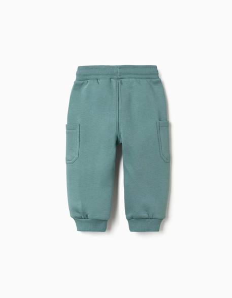 Pantalon de jogging en molleton avec doublure en coton peigné et poches cargo Bleu foncé+Vert clair 6 - vertbaudet enfant 