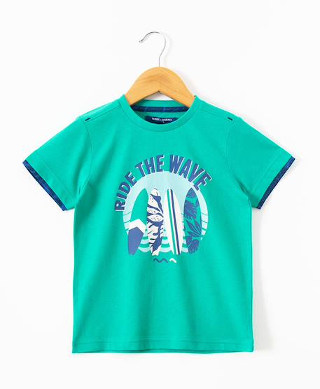 T-shirt manches courtes 100% coton garçon Vert 3 - vertbaudet enfant 