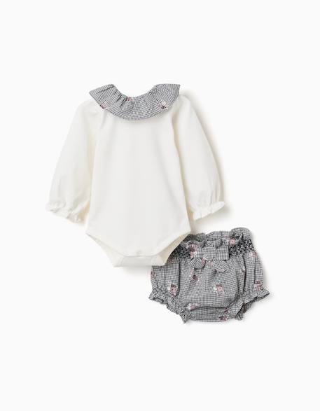 Body en coton et bloomer à carreaux vichy Blanc 1 - vertbaudet enfant 