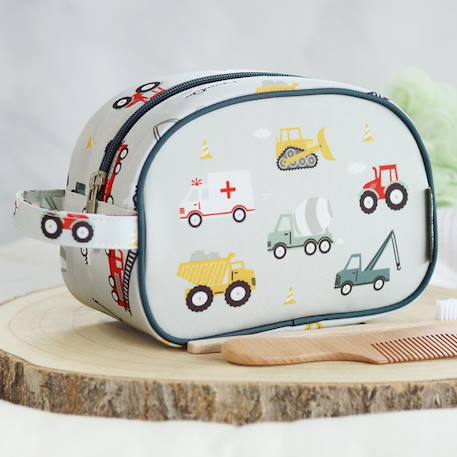 Trousse de toilette amis de la forêt Bleu+Gris+Jaune+Rose+Vert d'eau, marron, écru 11 - vertbaudet enfant 