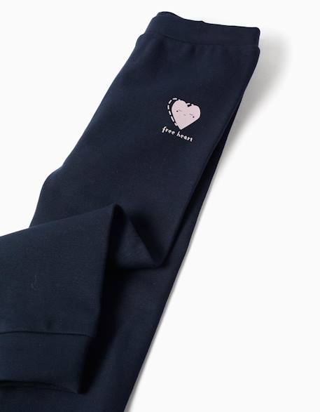 Pantalon en molleton avec doublure en coton peigné et imprimé cœur Bleu foncé+Vert 4 - vertbaudet enfant 