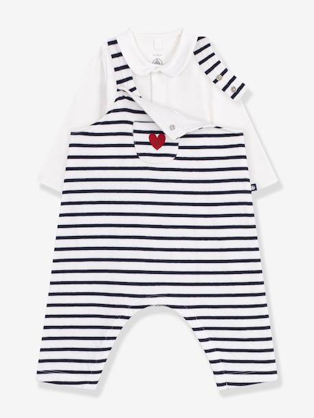 Ensemble salopette et body blanc 1 - vertbaudet enfant 