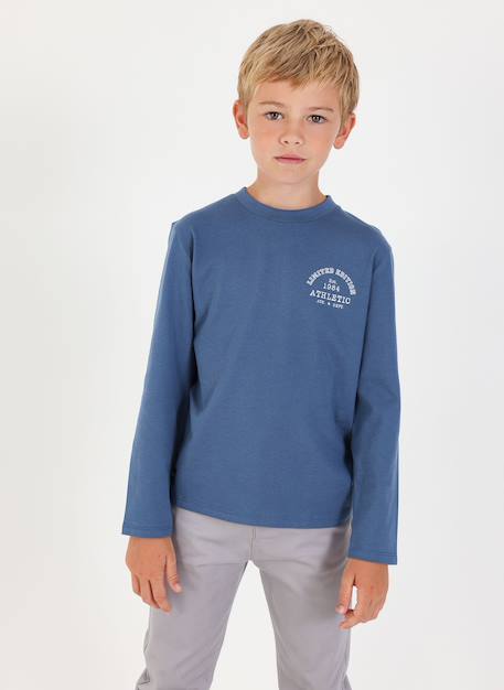 T-shirt garçon en maille avec broderie athletic Bleu 1 - vertbaudet enfant 