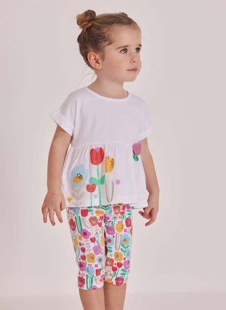 Ensemble coton imprimé floral pour bébé Blanc 2 - vertbaudet enfant 