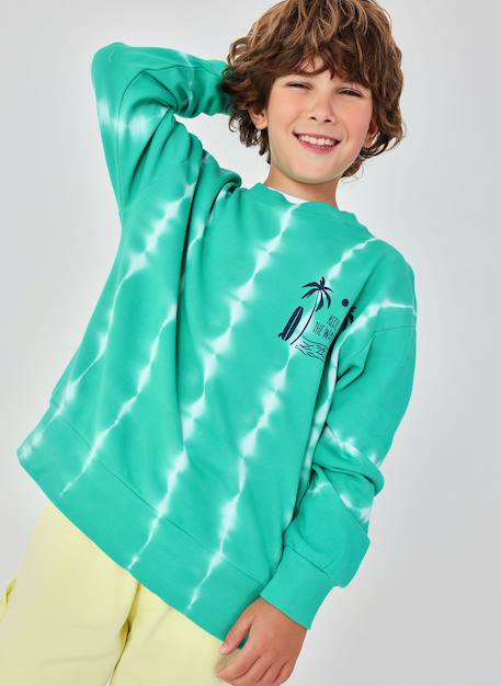 Sweat-shirt enfant en peluche Vert 1 - vertbaudet enfant 