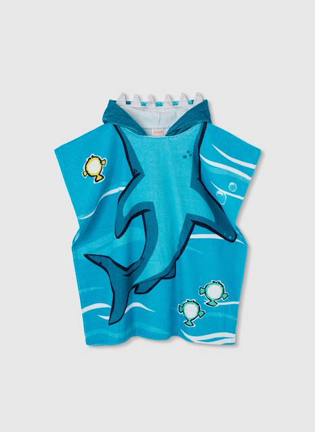 Serviette en coton à capuche requin Bleu 1 - vertbaudet enfant 