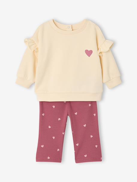 Ensemble sweat et legging évasé bébé fille framboise 1 - vertbaudet enfant 
