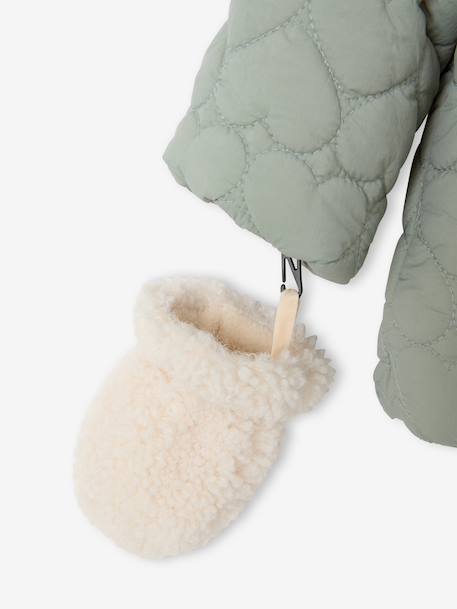 Doudoune bébé fille avec bonnet et moufles vert sauge 4 - vertbaudet enfant 