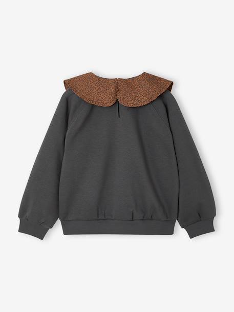 Sweat fille col claudine broderie anglaise anthracite+écru+gris chiné+mauve+rose pâle+rouge 2 - vertbaudet enfant 