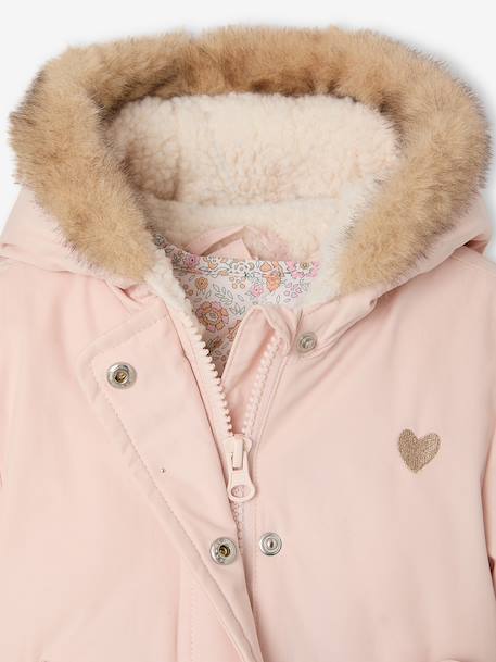 Parka + doudoune fine bébé 3 en 1 olive+rose poudré+vieux rose 18 - vertbaudet enfant 