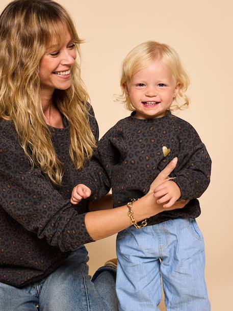 Sweat bébé léopard capsule mère- fille beige+gris foncé 9 - vertbaudet enfant 