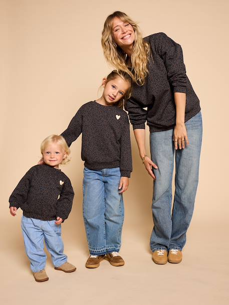 Sweat fille léopard capsule mère/fille beige+gris foncé 13 - vertbaudet enfant 