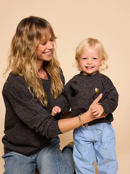 Sweat femme léopard capsule mère-fille beige+gris foncé 11 - vertbaudet enfant 