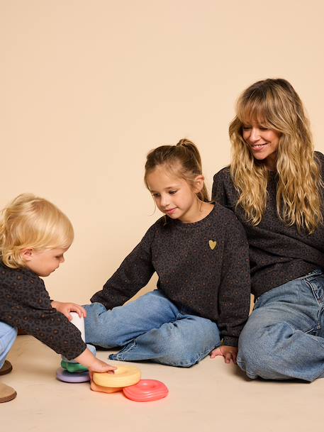Sweat fille léopard capsule mère/fille beige+gris foncé 8 - vertbaudet enfant 