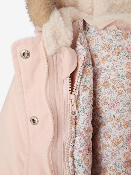 Parka + doudoune fine bébé 3 en 1 olive+rose poudré+vieux rose 20 - vertbaudet enfant 
