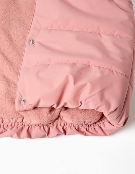 Doudoune sans manches avec doublure en polaire et volants Bleu foncé+Rose 7 - vertbaudet enfant 