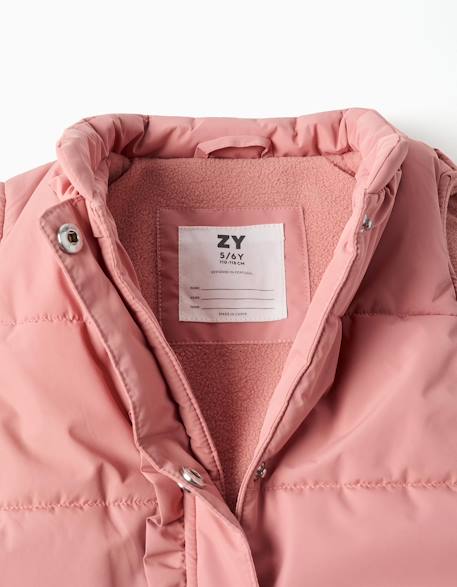 Doudoune sans manches avec doublure en polaire et volants Bleu foncé+Rose 6 - vertbaudet enfant 