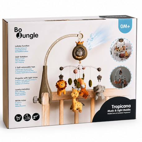 Mobile musical bébé avec projecteur veilleuse bruit blanc tropicana Kaki 5 - vertbaudet enfant 