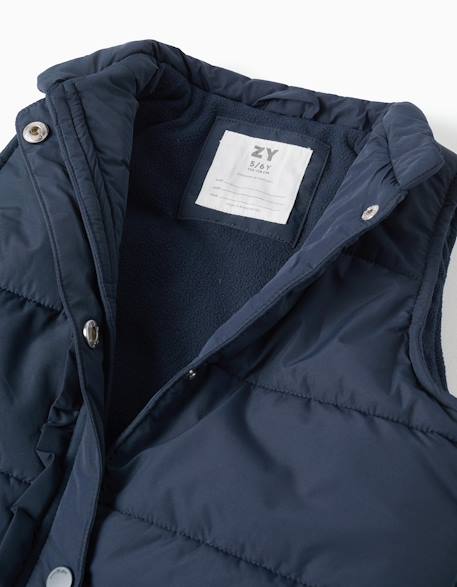 Doudoune sans manches avec doublure en polaire et volants Bleu foncé+Rose 3 - vertbaudet enfant 