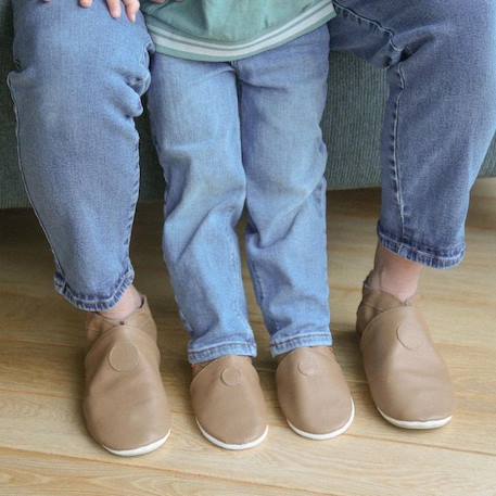 Chaussons bébé cuir souple uni Marron 3 - vertbaudet enfant 