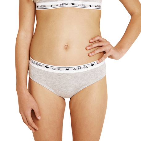 Lot de 2 slips fille coton ultra doux Blanc-bleu pastel+Blanc-gris chiné 8 - vertbaudet enfant 