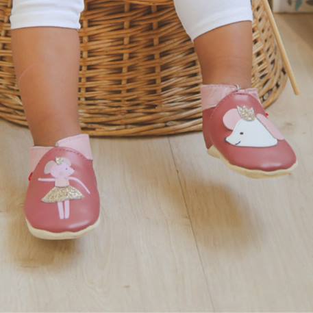 Chaussons bébé cuir souple coralie la souris Rose 3 - vertbaudet enfant 