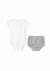 Ensemble bloomer + haut 100% coton bébé Fond blanc casse raye kaki 3 - vertbaudet enfant 