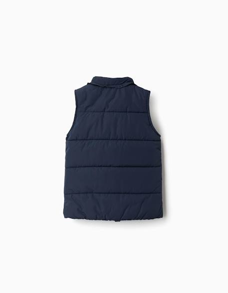 Doudoune sans manches avec doublure en polaire et volants Bleu foncé+Rose 2 - vertbaudet enfant 