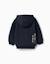 Sweat zippé à capuche en coton peigné avec imprimé art of looking Bleu foncé 2 - vertbaudet enfant 