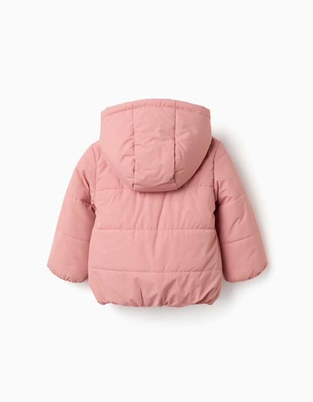 Doudoune avec capuche et doublure en polaire Bleu foncé+Rose 6 - vertbaudet enfant 