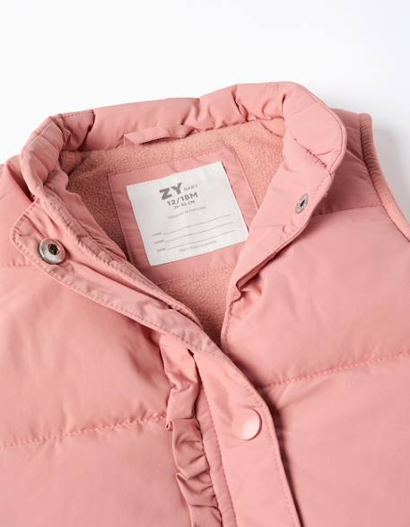 Doudoune sans manches avec doublure en polaire et volants Rose 3 - vertbaudet enfant 
