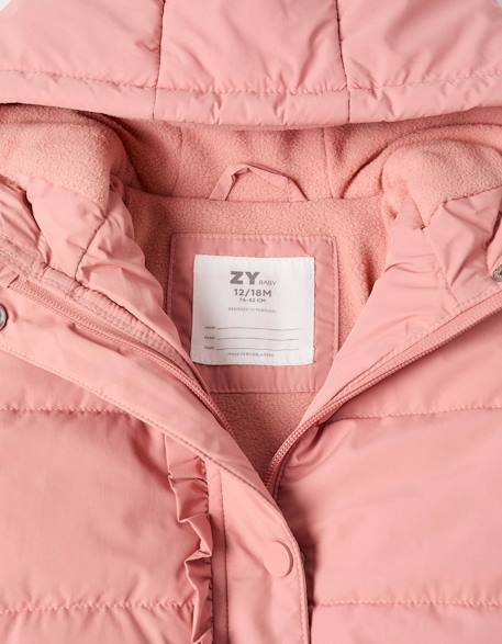 Doudoune avec capuche et doublure en polaire Bleu foncé+Rose 7 - vertbaudet enfant 