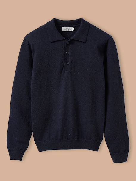 Pull col polo garçon Marine+Vert 1 - vertbaudet enfant 