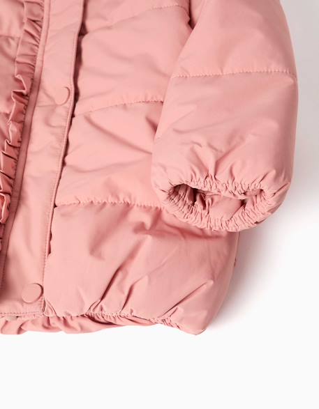 Doudoune avec capuche et doublure en polaire Bleu foncé+Rose 8 - vertbaudet enfant 