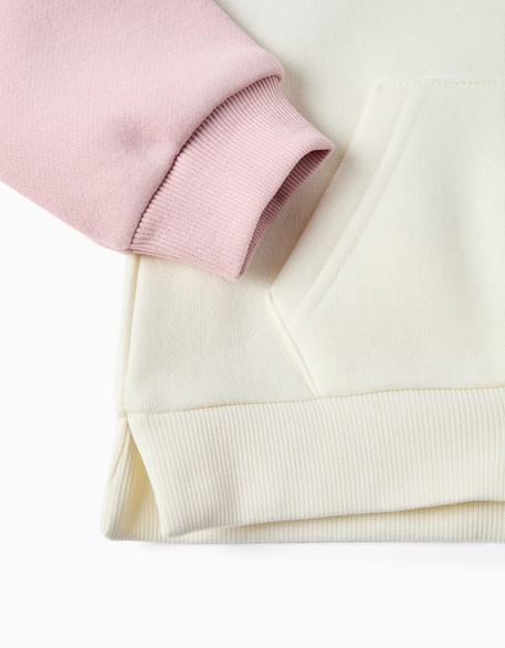 Sweat zippé en coton peigné à capuche avec imprimés cœurs Blanc 4 - vertbaudet enfant 