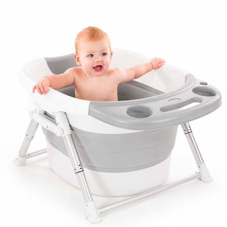 Baignoire bébé pliable avec siège et bouchon thermosensible Blanc 4 - vertbaudet enfant 