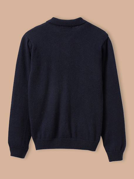 Pull col polo garçon Marine+Vert 2 - vertbaudet enfant 