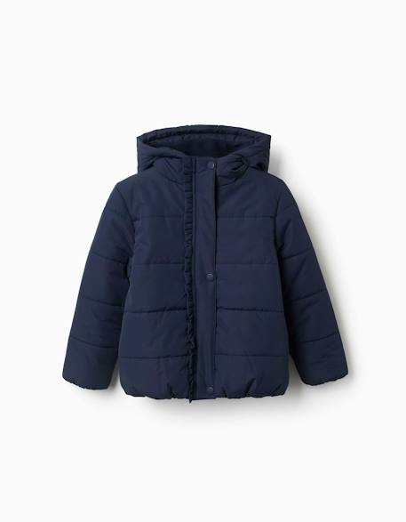 Doudoune avec capuche et doublure en polaire Bleu+Rose+Vert clair 1 - vertbaudet enfant 