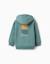 Sweat zippé en coton peigné à capuche avec imprimé be spontaneous Vert clair 2 - vertbaudet enfant 