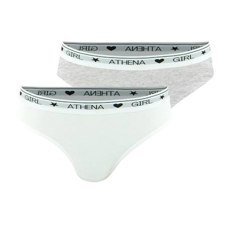Lot de 2 slips fille coton ultra doux Blanc-bleu pastel+Blanc-gris chiné 7 - vertbaudet enfant 
