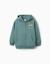 Sweat zippé en coton peigné à capuche avec imprimé be spontaneous Vert clair 1 - vertbaudet enfant 