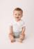 Ensemble bloomer + haut 100% coton bébé Fond blanc casse raye kaki 1 - vertbaudet enfant 