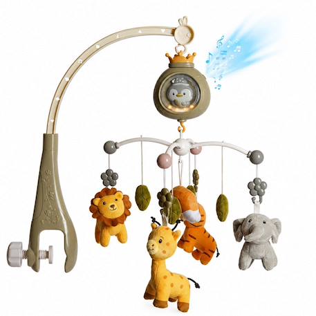 Mobile musical bébé avec projecteur veilleuse bruit blanc tropicana Kaki 1 - vertbaudet enfant 