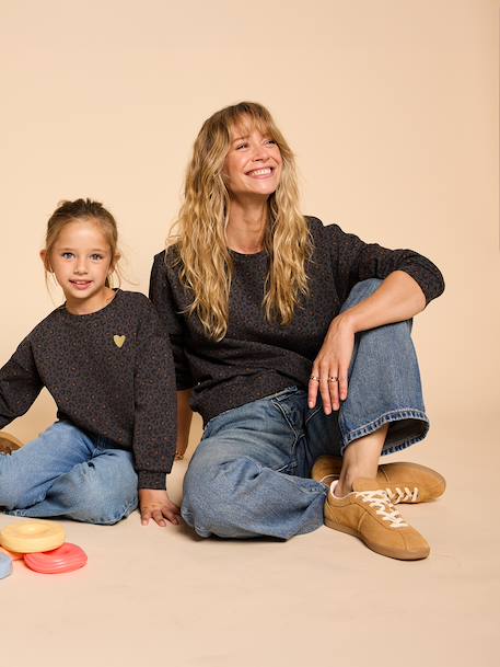 Sweat femme léopard capsule mère-fille beige+gris foncé 9 - vertbaudet enfant 
