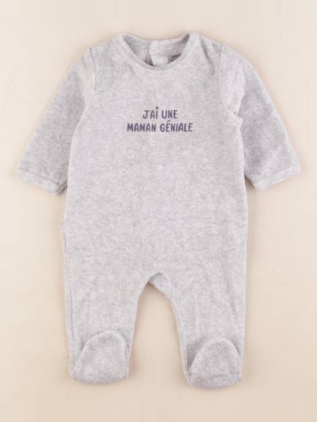 Pyjama velours - 3 mois Gris 1 - vertbaudet enfant 