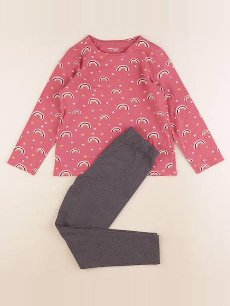 Pyjama coton - 6 ans Gris, rose 1 - vertbaudet enfant 